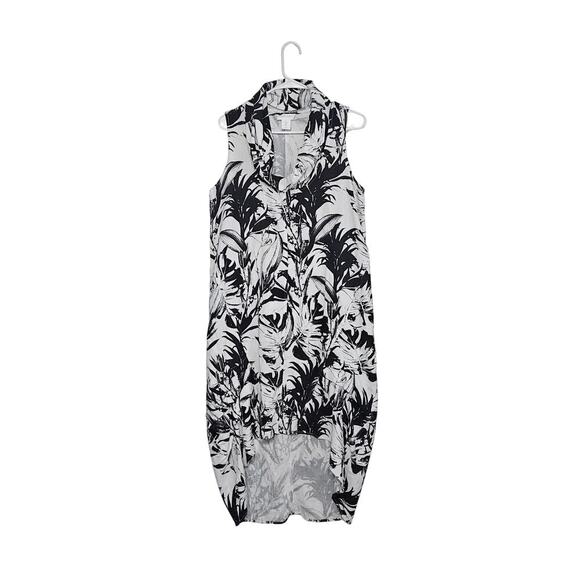 Cynthia Rowley Black White Linen Blend Sleeveless High Low Dress Size Medium - Picture 1 of 6